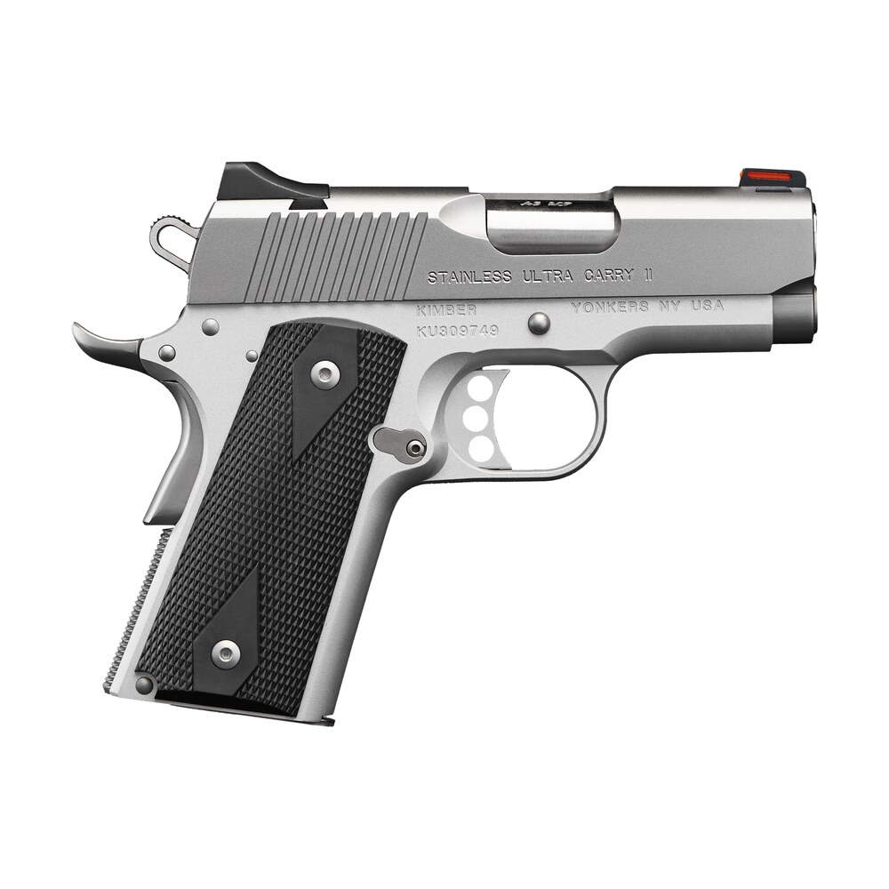 kimber mfg.,inc 3200062ca stainless ultra carry ii (ca) 45 acp 7+1 3" satin silver steel slide black synthetic double diamond checkering grip Kimber Mfg.,inc 3200062CA Stainless Ultra Carry II (CA) 45 ACP 7+1 3" Satin Silver Steel Slide Sports South item 170450