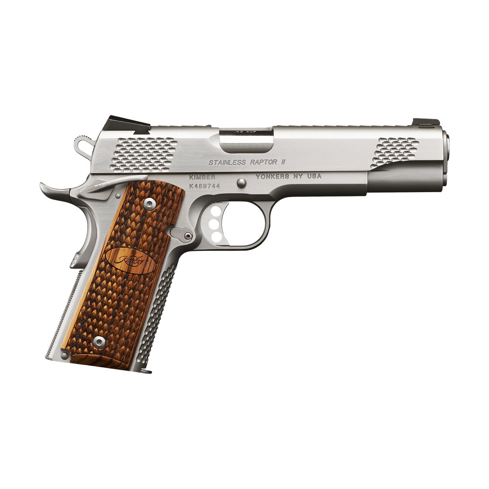 kimber mfg.,inc 3200181ca stainless raptor ii (ca) 45 acp 8+1 5" brush polished front serrations stainless steel slide Kimber Mfg.,inc 3200181CA Stainless Raptor II (CA) 45 ACP 8+1 5" Brush Polished Front Sports South item 170458