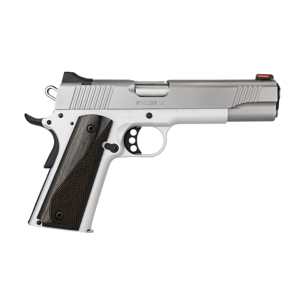 kimber mfg, inc 3700593 lw arctic 45 acp 8+1 5" stainless match grade barrel, silver serrated stainless steel slide, silver aluminum frame w/beavertail, black/gray laminate grip Kimber Mfg, Inc 3700593 LW Arctic 45 ACP 8+1 5" Stainless Match Grade Sports South item 170493