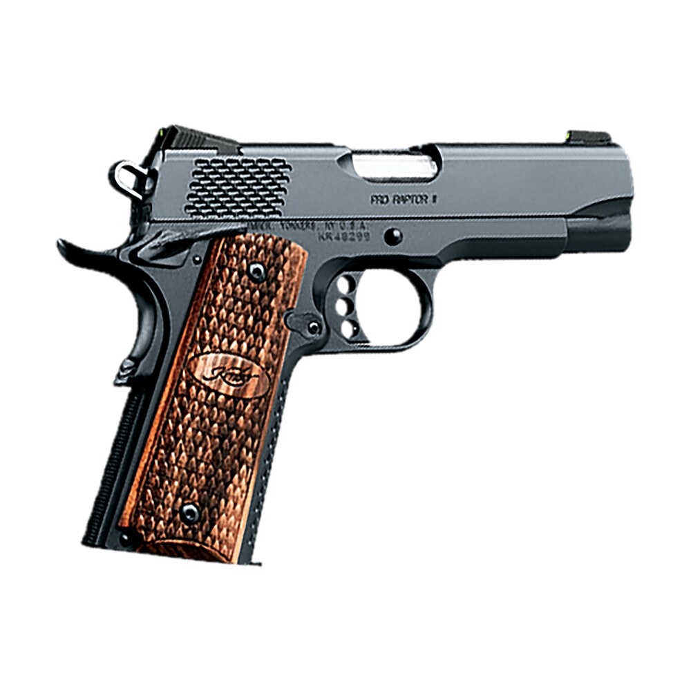 kimber mfg, inc 3200118 raptor ii pro 45 acp 8+1 4" stainless match grade barrel, matte black serrated steel slide, matte black steel frame w/beavertail, zebrawood grip Kimber Mfg, Inc 3200118 Raptor II Pro 45 ACP 8+1 4" Stainless Match Grade Sports South item 170528