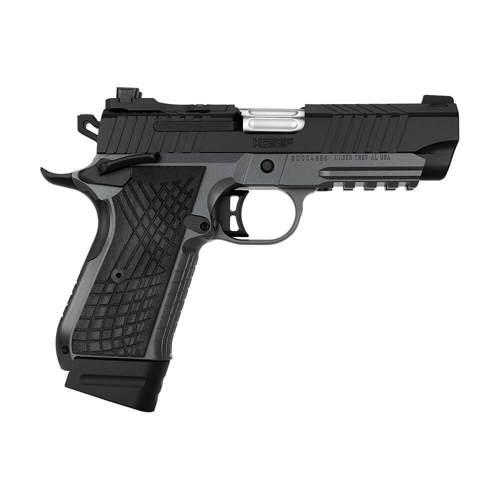 kimber mfg.,inc 3100015 kds9c 9mm 15+1 4.09" kimpro gray/black front and rear serrations stainless steel black crosshatch cut g 10 grip Kimber Mfg.,inc 3100015 KDS9C 9mm 15+1 4.09" KimPro Gray/Black Front and Rear Serrations Sports South item 170604