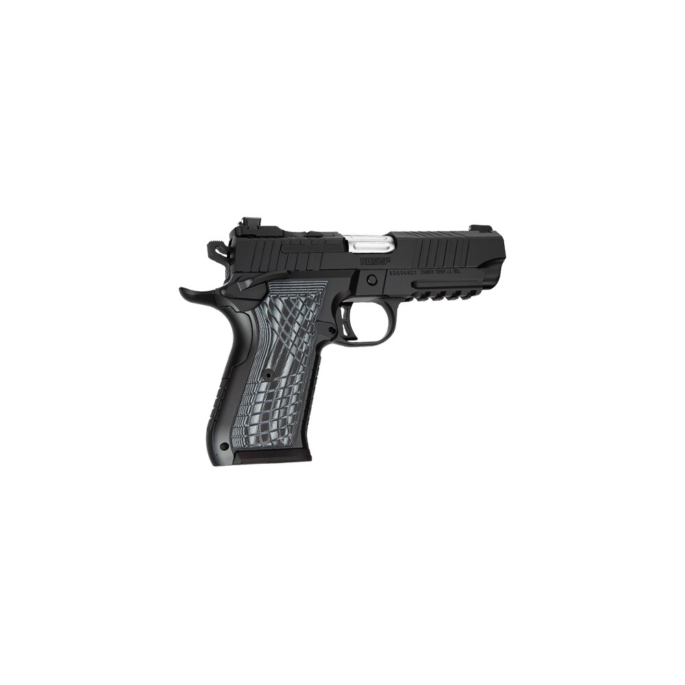 kimber mfg.,inc 3100017 kds9c 9mm 10+1 4.09" kimpro black front and rear serrations stainless steel slide black gray and black crosshatch cut g 10 grip Kimber Mfg.,inc 3100017 KDS9C 9mm 10+1 4.09" KimPro Black Front and Rear Serrations Stainless Sports South item 170606