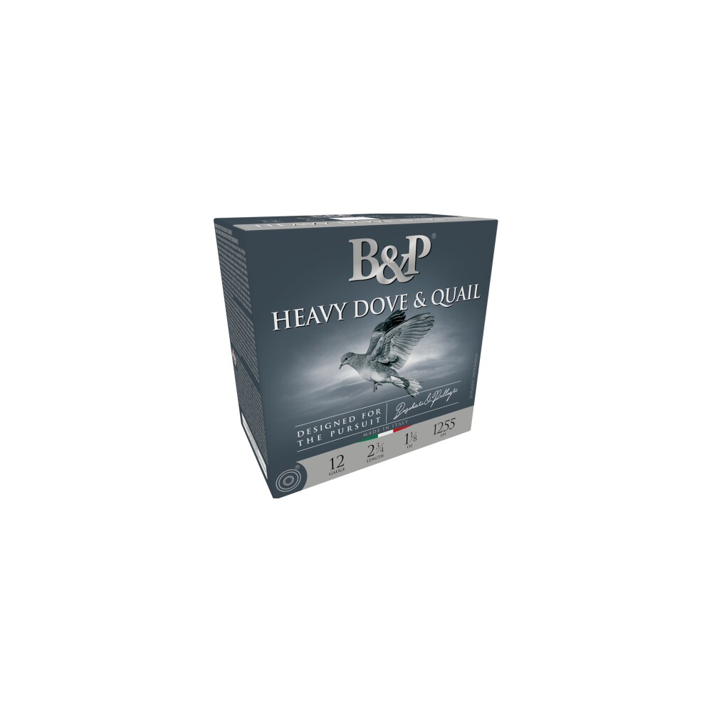 b&p ammunition 12b18d9 heavy dove & quail 12gauge 2.75" 1 1/8oz 9shot 25 per box/10 case B&P Ammunition 12B18D9 Heavy Dove & Quail 12Gauge 2.75" 1 1/8oz 9Shot 25 Per Box/10 Sports South item 170902