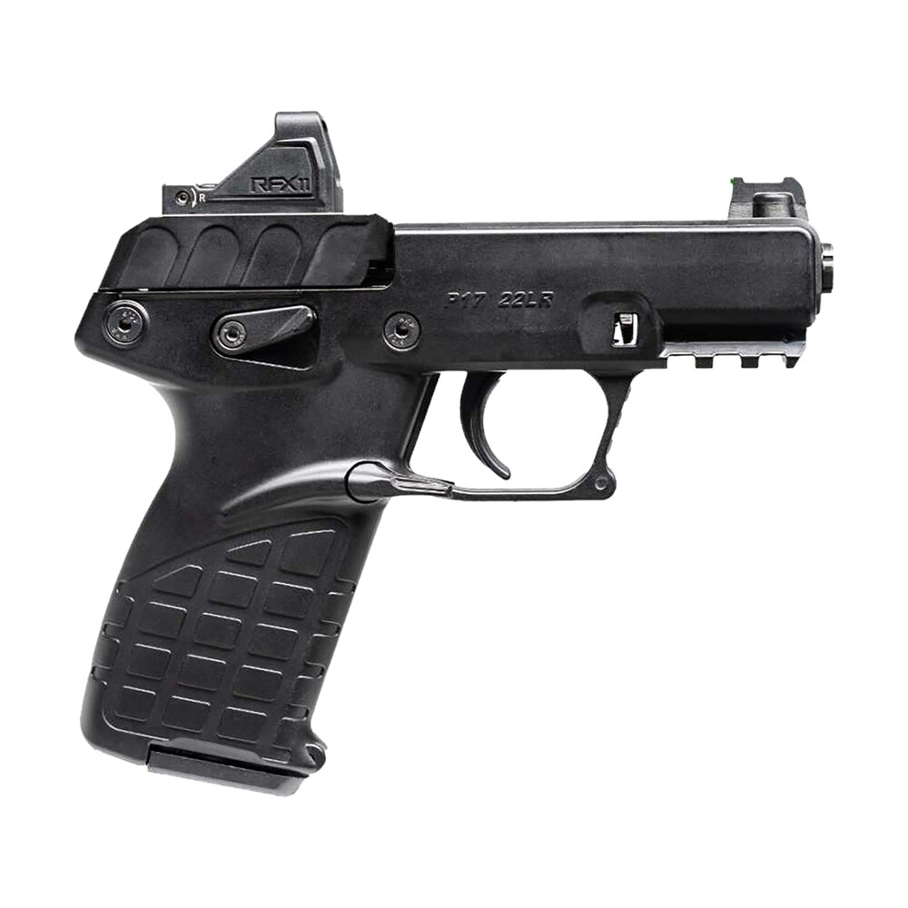 kel tec p17bblkoptic p17 compact frame 22 lr 16+1 3.80" black steel barrel, black serrated steel slide, black polymer frame w/picatinny rail, textured grip, viridian rfx 11 green dot, ambidextrous Kel-Tec P17BBLKOPTIC P17 Compact Frame 22 LR 16+1 3.80" Black Steel Sports South item 171109