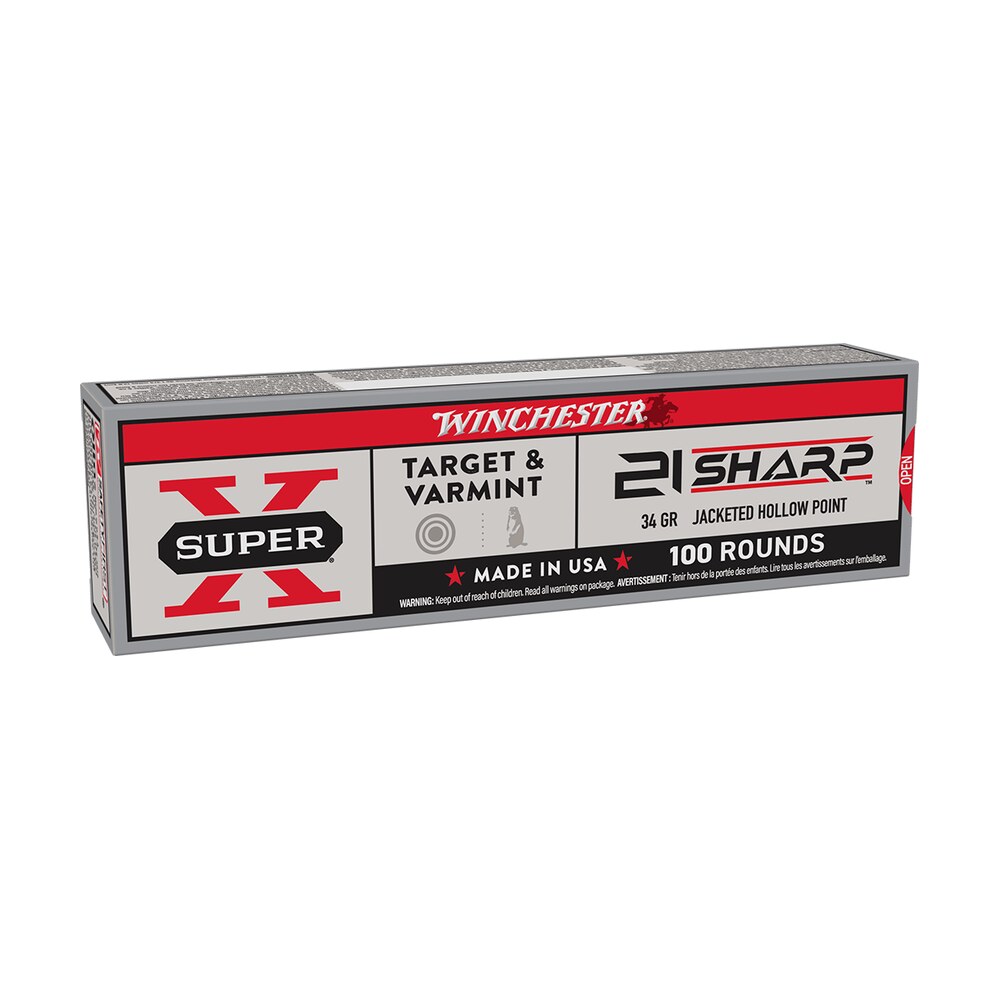 winchester ammo x21jhp super x 21sharp 34gr jacketed hollow point 100 per box/20 case Winchester Ammo X21JHP Super X 21Sharp 34gr Jacketed Hollow Point 100 Per Box/20 Case Sports South item 171425