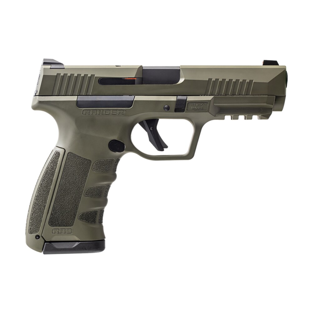 dickinson llc ra9g ra9 9mm luger 17+1 4.25" black steel barrel, od green cerakote serrated aluminum slide, od green polymer frame w/accessory rail Dickinson LLC RA9G RA9 9mm Luger 17+1 4.25" Black Steel Sports South item 171489