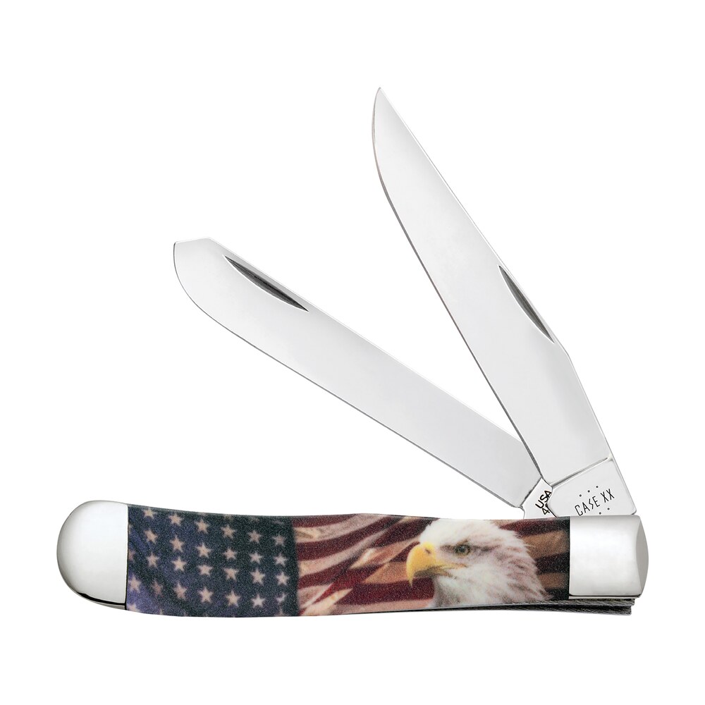 case 10647 patriot trapper 3.24"/3.27" folding clip point/spey plain red/white/blue, mirror polished tru sharp ss blade, smooth synthetic handle Case 10647 Patriot Trapper 3.24"/3.27" Folding Clip Point/Spey Plain Red/White/Blue, Mirror Sports South item 171494