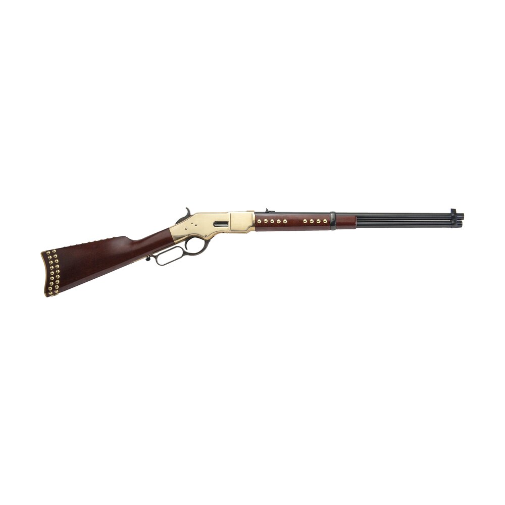 cimarron ca228g19 1866 pawnee carbine 45 colt 10+1 19" blued steel barrel, brass receiver, fixed wood stock Cimarron CA228G19 1866 Pawnee Carbine 45 Colt 10+1 19" Blued Steel Sports South item 171644