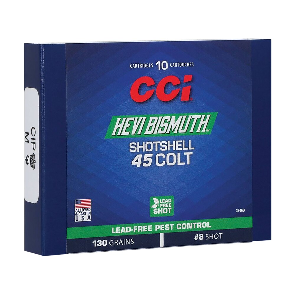 cci 3746b pest control hevi bismuth 45colt 130gr shotshell #8 shot 10 per box/20 case CCI 3746B Pest Control HEVI-Bismuth 45Colt 130gr Shotshell #8 Shot 10 Per Box/20 Case Sports South item 171775