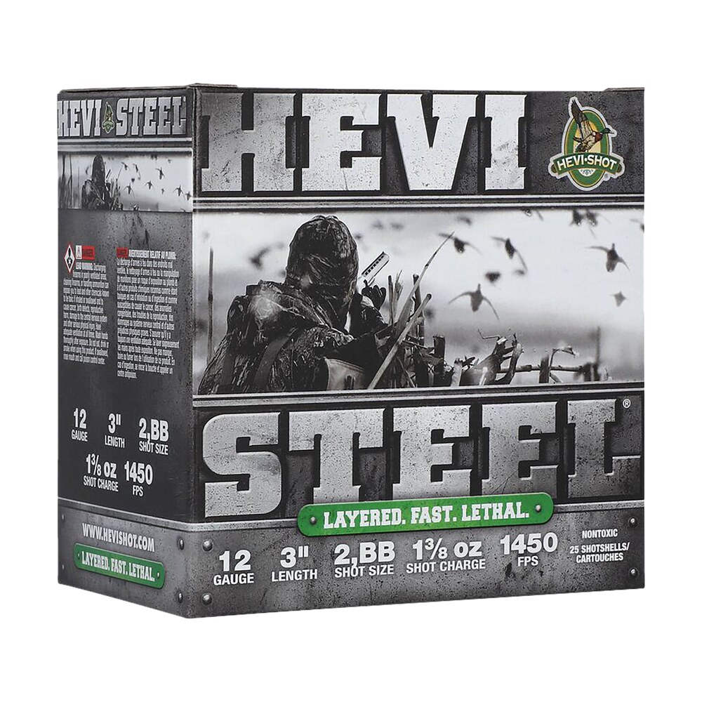 hevi shot hs60288 hevi steel waterfowl 12gauge 3" 1 3/8oz 2/bbshot 25 per box/10 case HEVI-Shot HS60288 HEVI-Steel Waterfowl 12Gauge 3" 1 3/8oz 2/BBShot 25 Per Box/10 Case Sports South item 171778