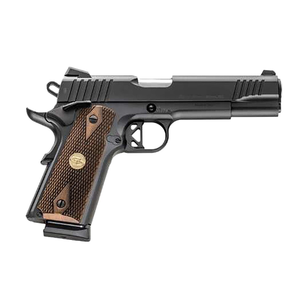 chiappa firearms 440211 1911 superior full size 45 acp 8+1 5" stainless steel barrel, black steel optic ready/serrated slide & frame w/beavertail, walnut diamond checkered grip, rmr/rmsc footprint Chiappa Firearms 440211 1911 Superior Full Size 45 ACP 8+1 5" Stainless Steel Sports South item 172162