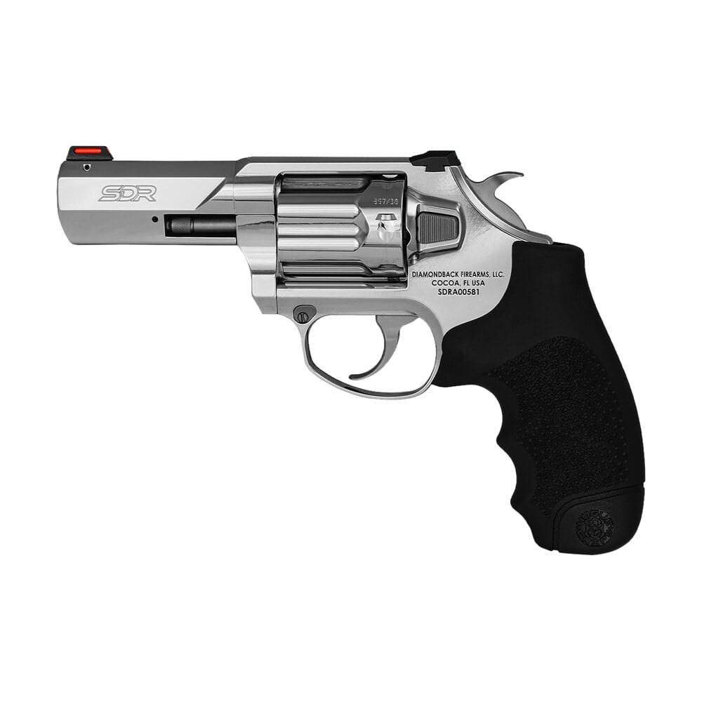 diamondback db0700s703 sdr 357 mag/38 special +p 6 shot 3" polished stainless steel barrel, cylinder & frame, black hogue rubber grip, exposed hammer Diamondback DB0700S703 SDR 357 Mag/38 Special +P 6 Shot 3" Polished Stainless Steel Sports South item 172490
