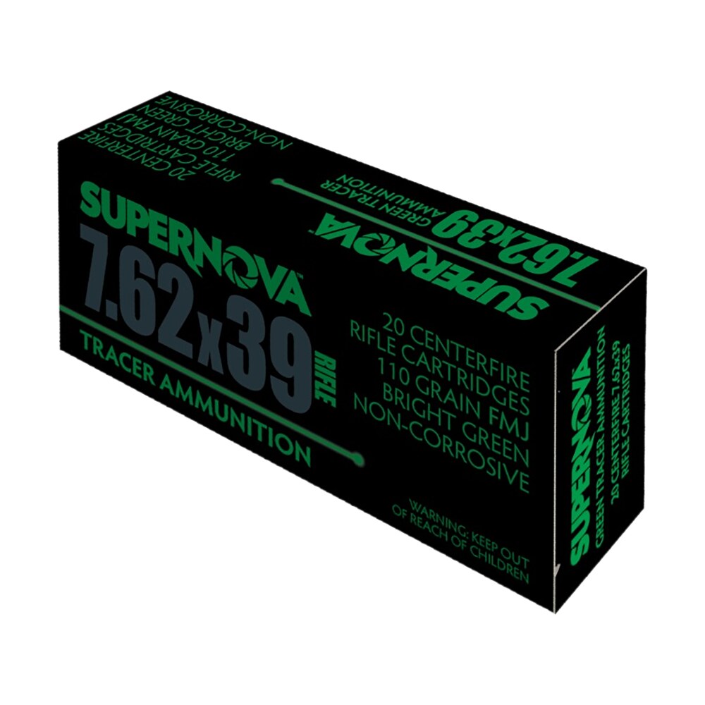 supernova pmsn762g green tracer 7.62mm 110 gr full metal jacket 20 per box/ 50 cs Supernova PMSN762G Green Tracer 7.62mm 110 gr Full Metal Jacket 20 Per Box/ 50 Cs Sports South item 172501