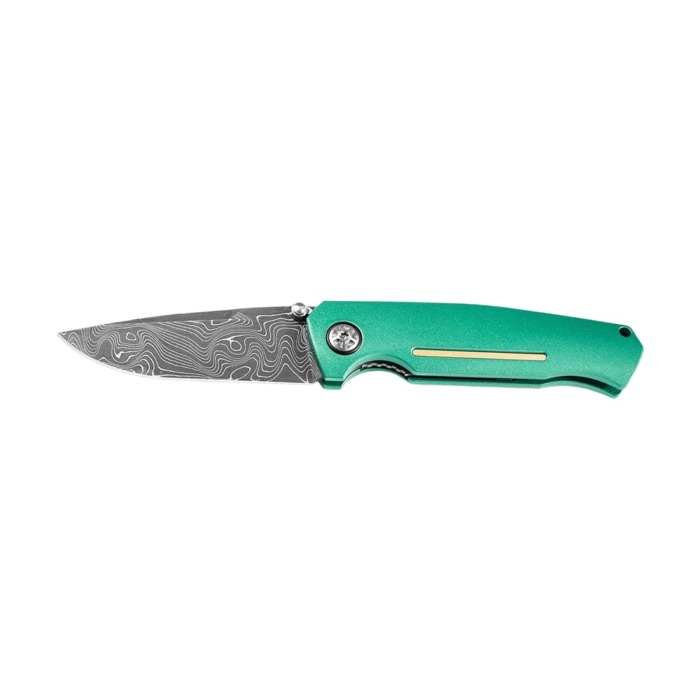 boker 111102dam 3.22" drop point plain damascus blade green aluminum handle Boker 111102DAM 3.22" Drop Point Plain Damascus Blade Green Aluminum Handle Sports South item 172532