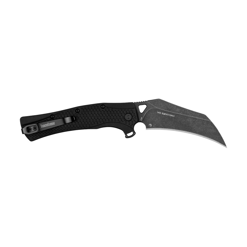 kershaw 1423 dawnstar tactical 3.50" folding hawkbill plain blackwash 8cr13mov ss blade, black textured glass filled nylon handle Kershaw 1423 Dawnstar Tactical 3.50" Folding Hawkbill Plain Blackwash 8Cr13MoV SS Blade, Black Sports South item 172600