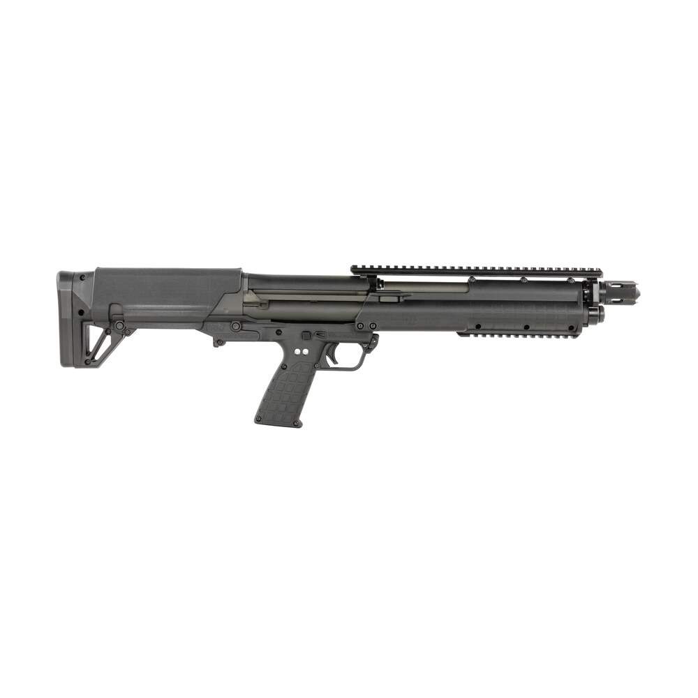 kel tec ksgblkd ksg defender bullpup frame 12 gauge pump 3" 7+1 18.50" black steel barrel, black picatinny rail aluminum receiver, black adj cheek riser polymer stock, black magpul vertical grip Kel-Tec KSGBLKD KSG Defender Bullpup Frame 12 Gauge Pump 3" 7+1 18.50" Black Steel Sports South item 172612