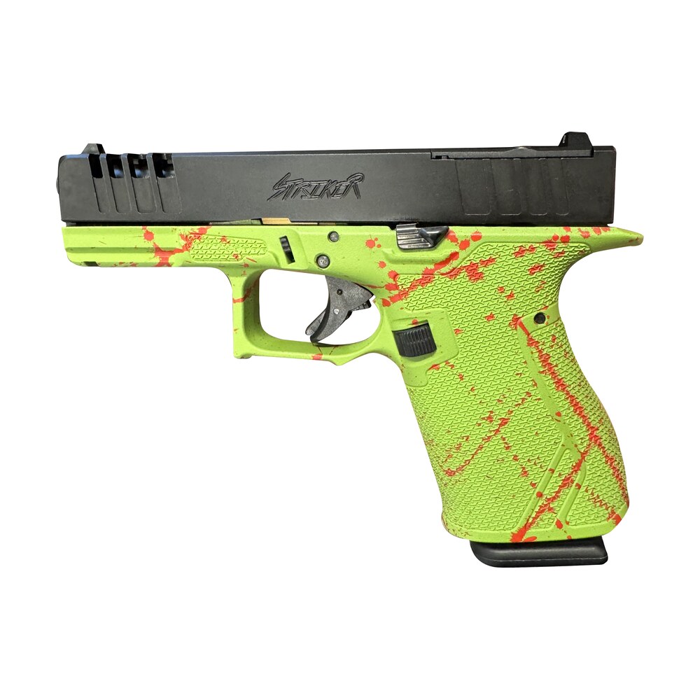 great lakes firearms gl19szom striker compact frame 9mm luger 15+1 4" black nitride steel barrel, black cerakote serrated w/slide cuts steel slide, zombie cerakote polymer frame & grip, ambidextrous Great Lakes Firearms GL19SZOM Striker Compact Frame 9mm Luger 15+1 4" Black Nitride Steel Sports South item 172621