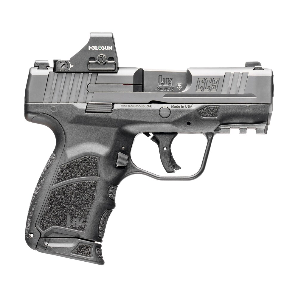 hk 81001132 cc9 9mm luger 10+1 3.32" black polygonal rifled barrel, optic ready rmsc/407k footprint/serrated steel slide, polymer frame w/picatinny rail, black interchangeable backstrap grip HK 81001132 CC9 9mm Luger 10+1 3.32" Black Polygonal Rifled Sports South item 172674