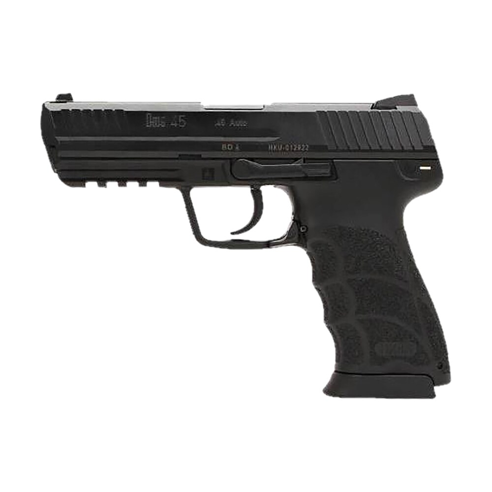 hk 81001114 hk45 v7 lem .45 acp dao 10+1 4.46" black polygonal rifled barrel, black cerakote serrated steel slide, black polymer frame w/picatinny rail, ambidextrous HK 81001114 HK45 V7 LEM .45 ACP DAO 10+1 4.46" Black Polygonal Rifled Sports South item 172730