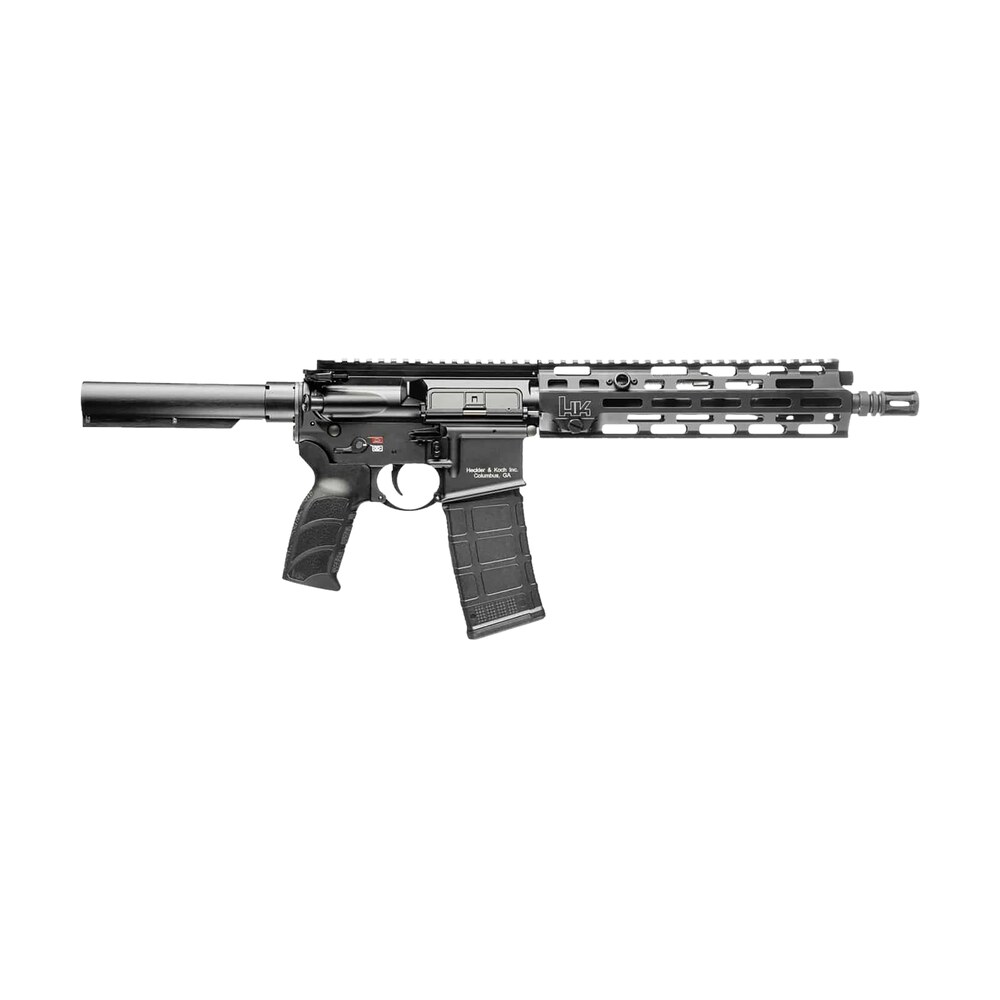 hk 81001051 mr556 a4 5.56x45mm 10+1 11" black threaded barrel, m lok handguard, black picatinny rail receiver, black pistol tube, black polymer grip, ambidextrous HK 81001051 MR556 A4 5.56x45mm 10+1 11" Black Threaded Sports South item 172736