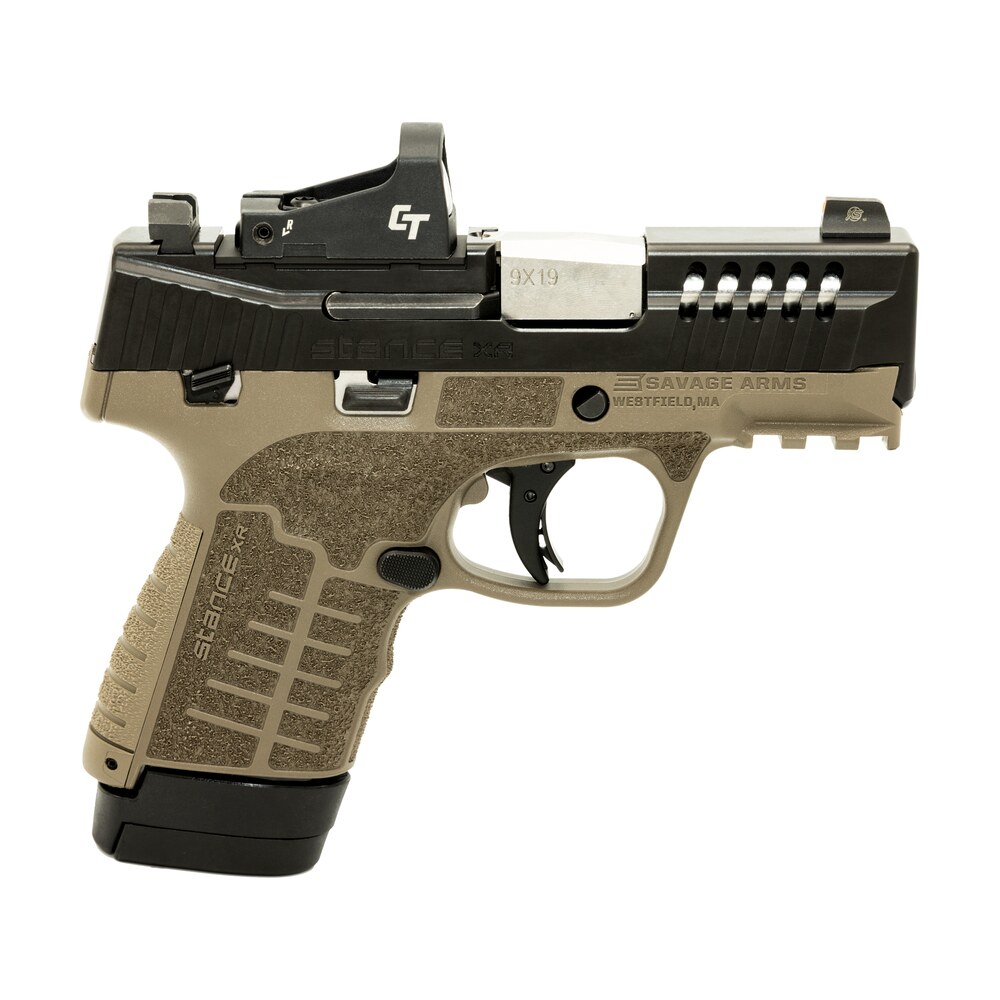 savage arms 67057 stance xr 9mm 13+1 3.20" natural black nitride ported stainless steel slide fde glass filled nylon grip ambidextrous Savage Arms 67057 Stance XR 9mm 13+1 3.20" Natural Black Nitride Ported Stainless Steel Slide Sports South item 172892