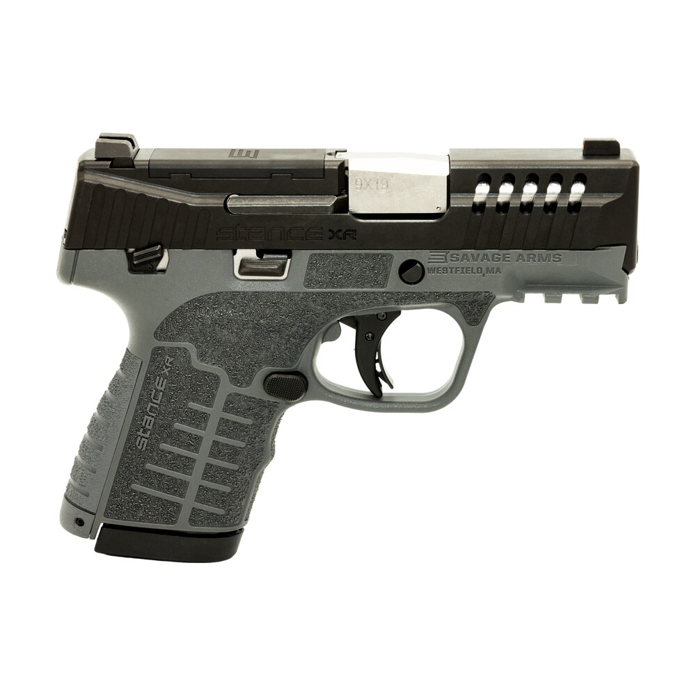 savage arms 67058 stance xr 9mm 13+1 3.20" natural black nitride ported stainless steel slide gray glass filled nylon grip ambidextrous Savage Arms 67058 Stance XR 9mm 13+1 3.20" Natural Black Nitride Ported Stainless Steel Slide Sports South item 172893