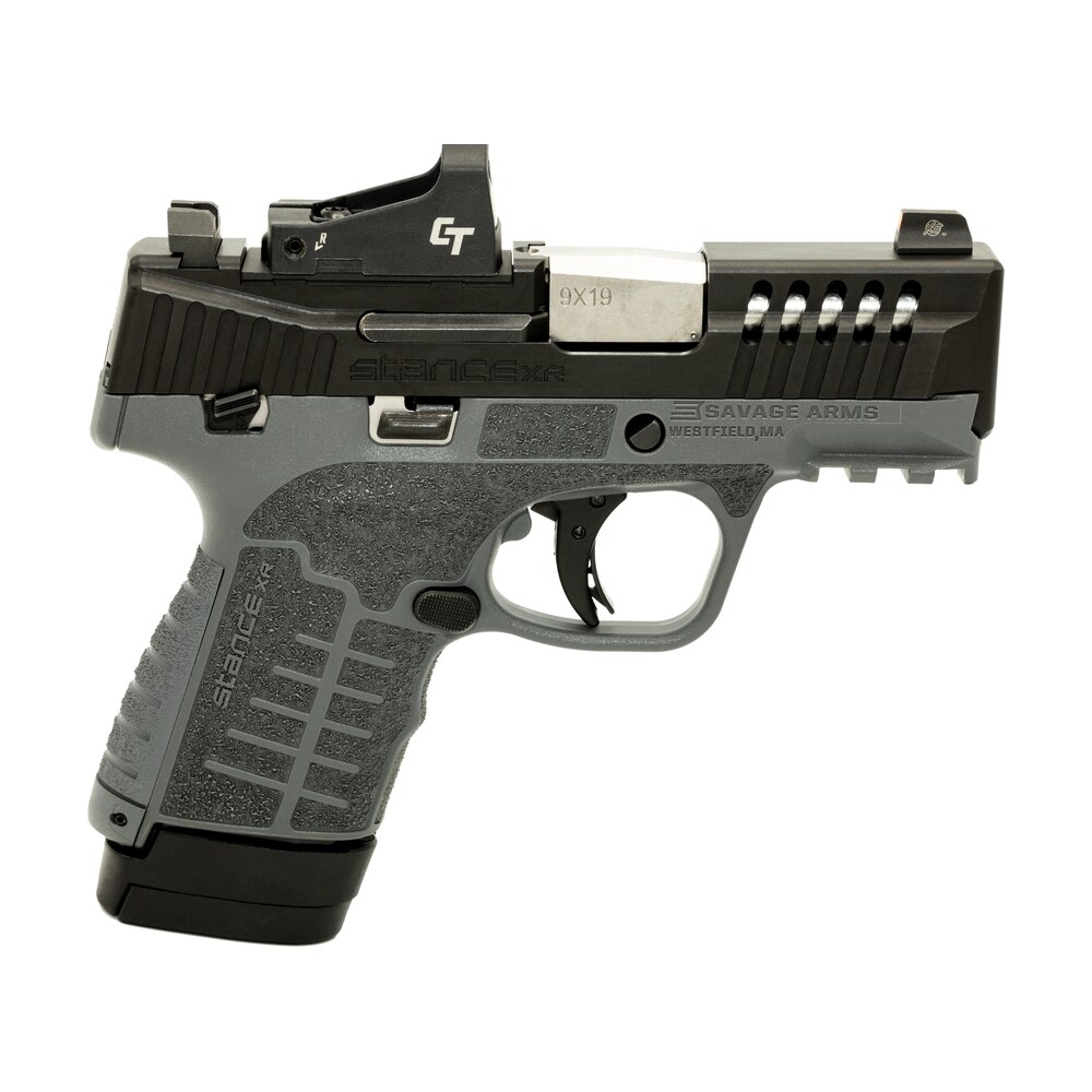 savage arms 67060 stance xr 9mm 13+1 3.20" natural black nitride ported stainless steel slide gray glass filled nylon grip ambidextrous Savage Arms 67060 Stance XR 9mm 13+1 3.20" Natural Black Nitride Ported Stainless Steel Slide Sports South item 172895