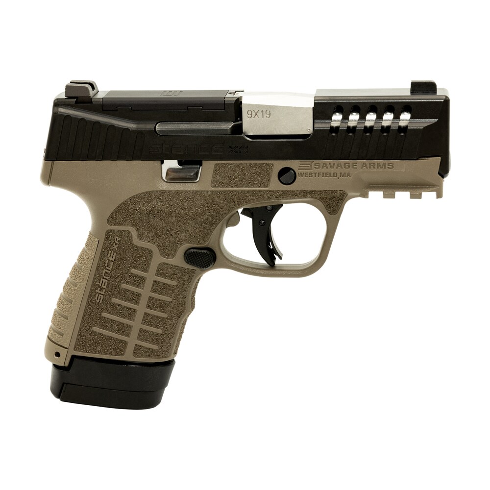savage arms 67064 stance xr 9mm 13+1 3.20" natural black nitride ported stainless steel slide fde glass filled nylon grip ambidextrous Savage Arms 67064 Stance XR 9mm 13+1 3.20" Natural Black Nitride Ported Stainless Steel Slide Sports South item 172898