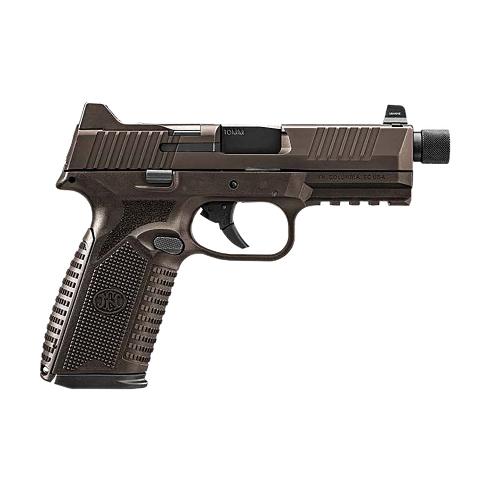fn 66 101953 510 tactical 10mm 22+1 4.71" black steel threaded barrel, bronze pvd optic cut/serrated stainless steel slide & polymer frame w/picatinny rail, interchangeable backstrap grip FN 66-101953 510 Tactical 10mm 22+1 4.71" Black Steel Threaded Sports South item 172914