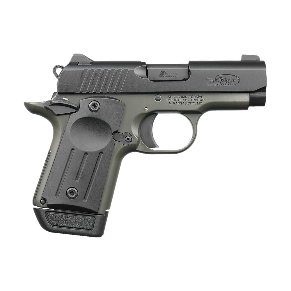 tristar 85714 protege x sub compact frame 9mm luger 7+1 3.20" black steel barrel, black cerakote serrated steel slide, od green cerakote frame, black polymer grip TriStar 85714 Protege X Sub-Compact Frame 9mm Luger 7+1 3.20" Black Steel Sports South item 173026