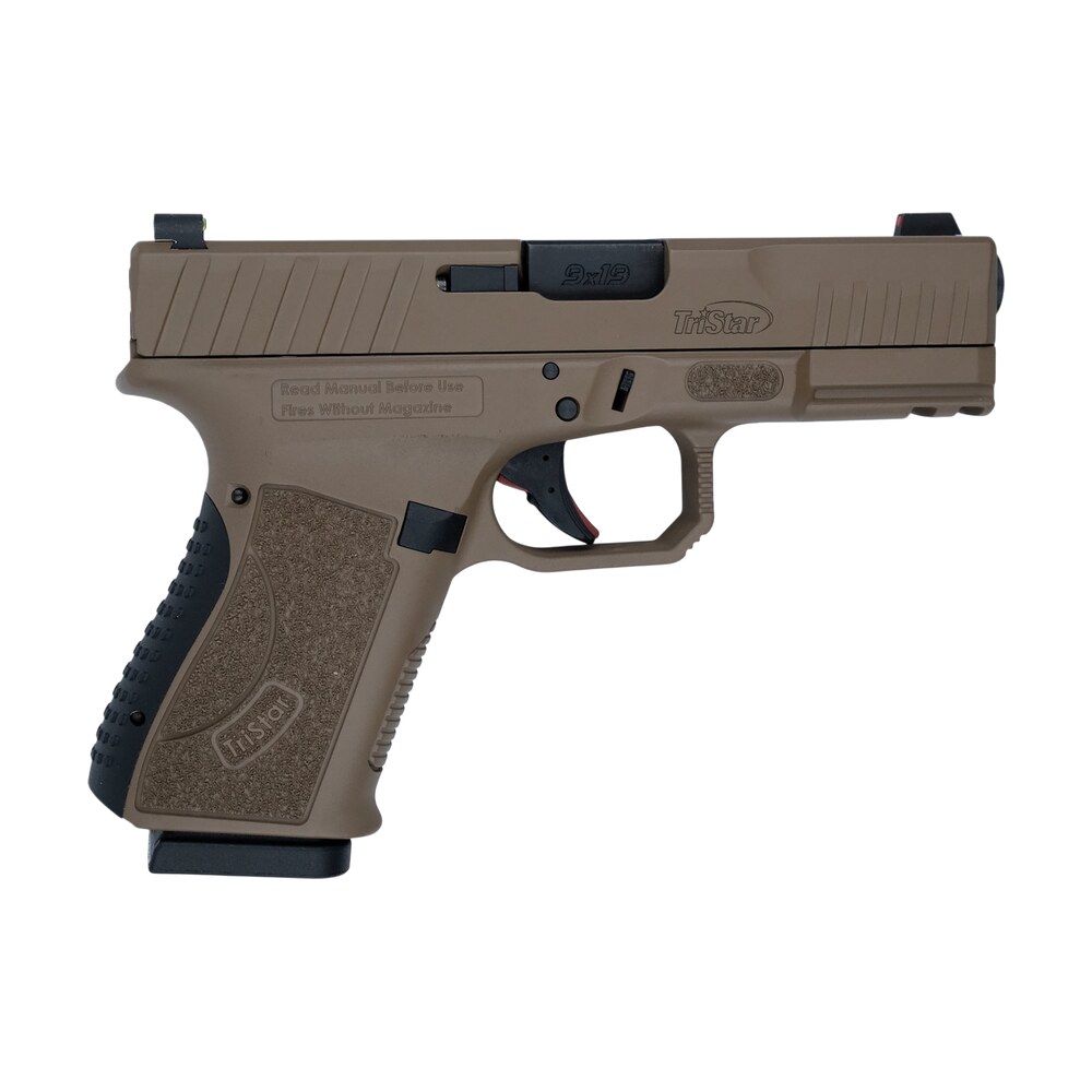 tristar 85772 apoc 9mm luger 15+1 4.02" black steel barrel, flat dark earth cerakote serrated steel slide & polymer frame w/accessory rail, textured grip TriStar 85772 Apoc 9mm Luger 15+1 4.02" Black Steel Sports South item 173029