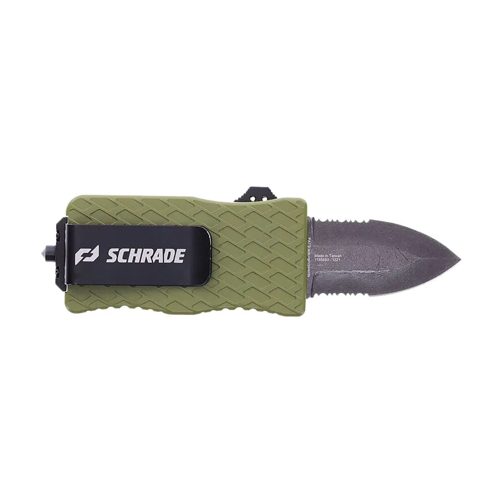 schrade 1159306 uproar tactical mini 1.90" serrated dagger satin d2 steel blade od green aluminum handle Schrade 1159306 Uproar Tactical Mini 1.90" Serrated Dagger Satin D2 Steel Blade OD Green Sports South item 173676