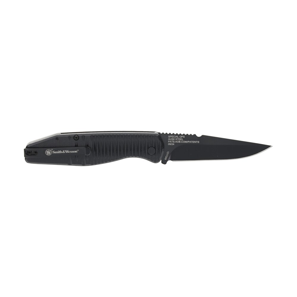 smith & wesson knives 1215357 special ops full size 3.40" folding drop point plain aus 8a ss blade aluminum handle Smith & Wesson Knives 1215357 Special Ops Full Size 3.40" Folding Drop Point Plain AUS-8A Sports South item 173679