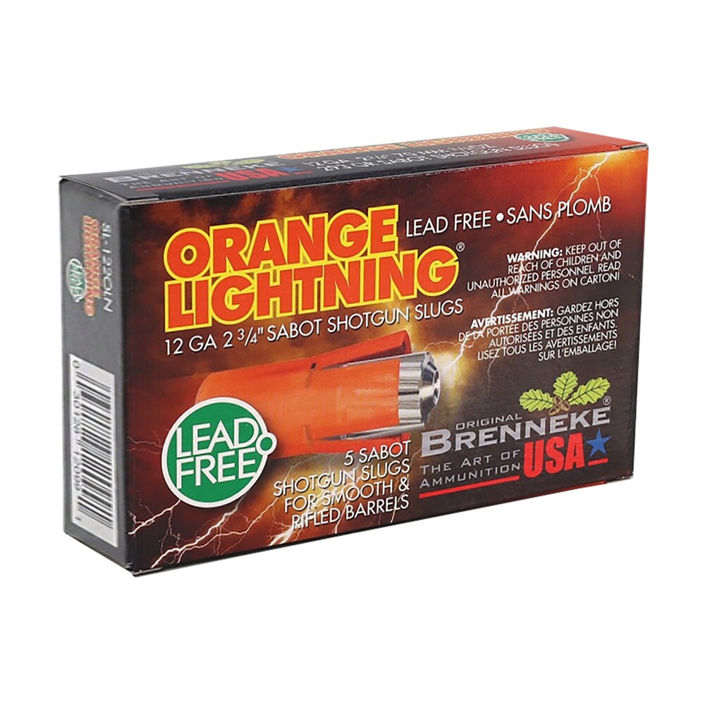 brenneke sl122oln orange lightning 12gauge 2.75" 2/3oz slug shot 5 per box/50 case Brenneke SL122OLN Orange Lightning 12Gauge 2.75" 2/3oz Slug Shot 5 Per Box/50 Case Sports South item 173846