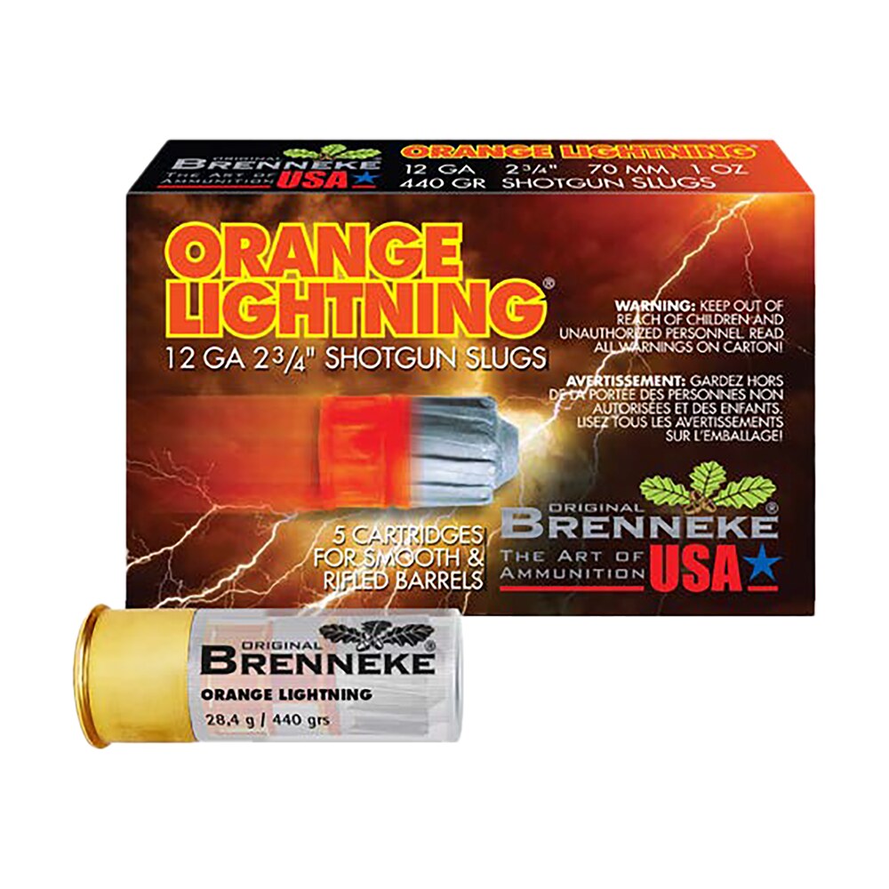 brenneke sl122ol orange lightning 12gauge 2.75" 1oz slug shot 5 per box/50 case Brenneke SL122OL Orange Lightning 12Gauge 2.75" 1oz Slug Shot 5 Per Box/50 Case Sports South item 173849