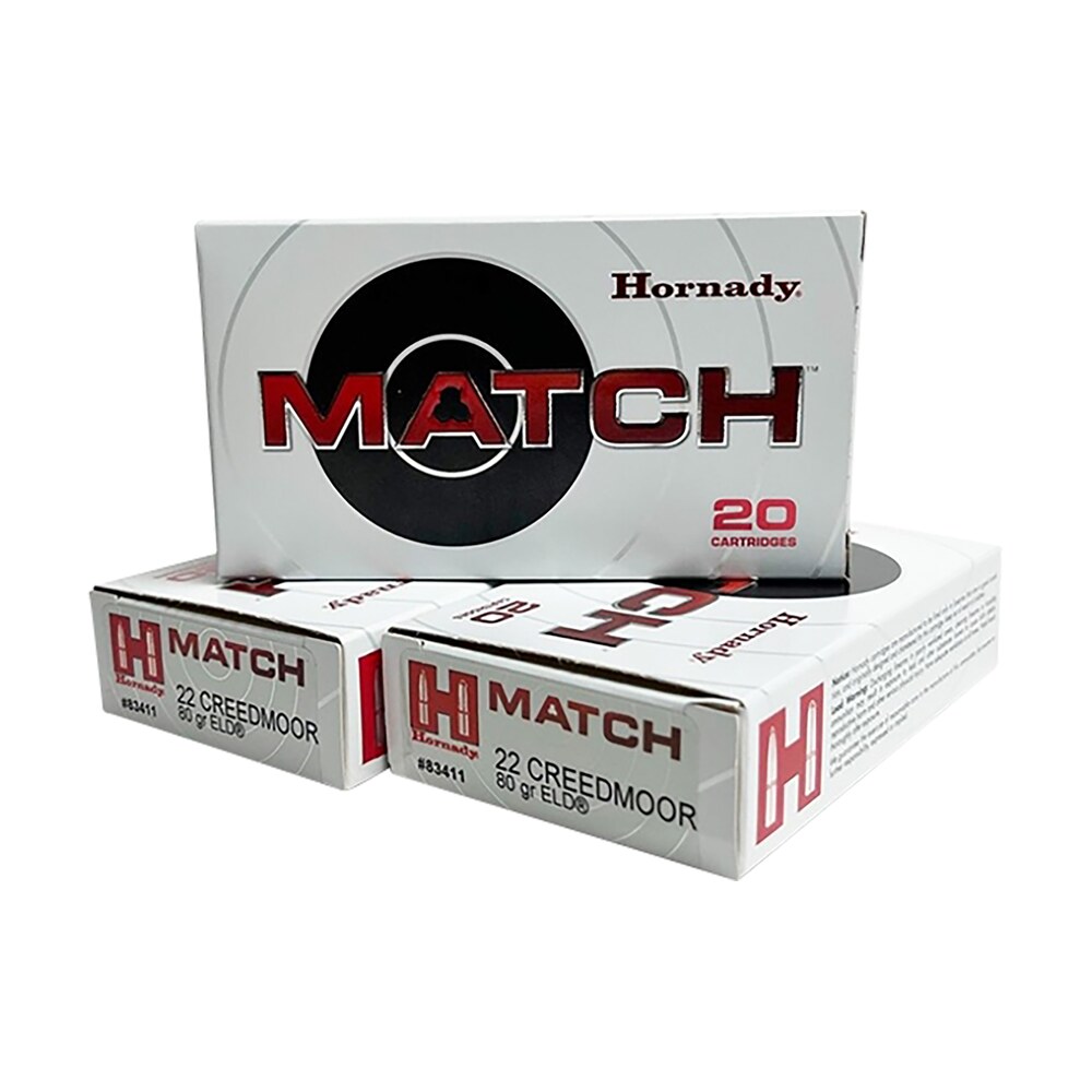 hornady 83411 match 22creedmoor 80gr extremely low drag match 20 per box/10 case Hornady 83411 Match 22Creedmoor 80gr Extremely Low Drag-Match 20 Per Box/10 Case Sports South item 174419