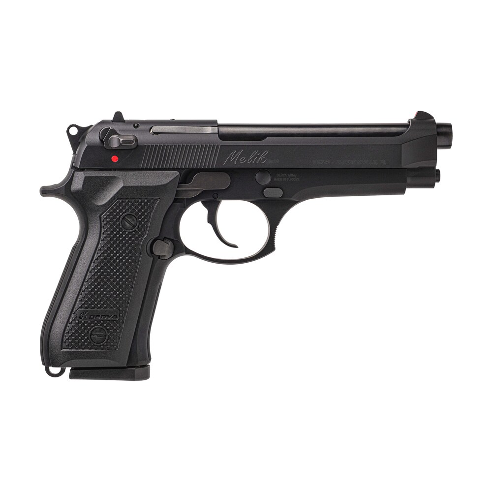 derya firearms melik9tr melik 9mm luger 17+1 4.90" black melonite steel barrel, black melonite serrated steel slide, black aluminum frame, black polymer grip Derya Firearms MELIK9TR Melik 9mm Luger 17+1 4.90" Black Melonite Steel Sports South item 174451