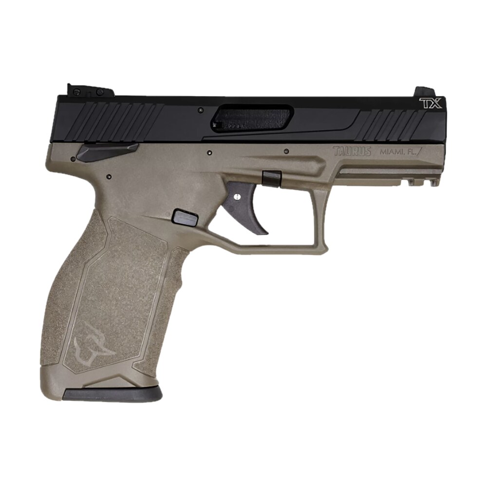 taurus 1 2tx22141o 2tx full size frame 22 lr 22+1 4.60" matte black threaded barrel, black anodized serrated slide, od green polymer frame w/picatinny rail, textured grip Taurus 1-2TX22141O 2TX Full Size Frame 22 LR 22+1 4.60" Matte Black Threaded Sports South item 174523