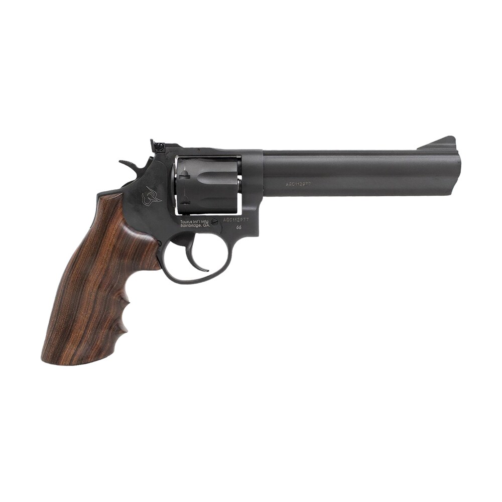 taurus 2 660061 hwd1 66 medium 357 mag/38 special +p 7 shot 6" matte black oxide alloy steel barrel, matte black oxide cylinder, matte black oxide alloy steel frame, wood grip, transfer bar safety Taurus 2-660061-HWD1 66 Medium 357 Mag/38 Special +P 7 Shot 6" Matte Black Oxide Alloy Steel Sports South item 174524