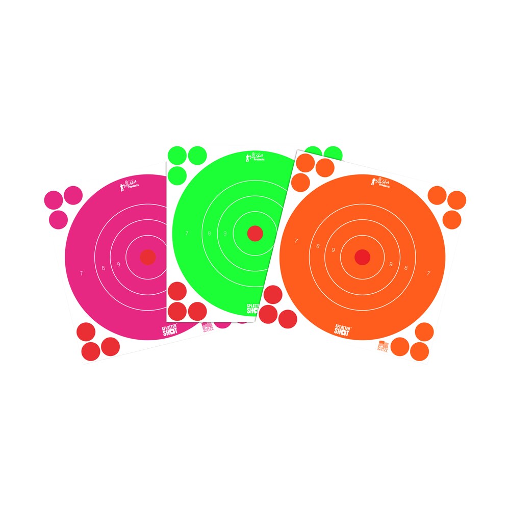 pro shot 8bfl6combo splattershot 8" bullseye self adhesive orange/pink/green 6 pack Pro-Shot 8BFL6COMBO SplatterShot 8" Bullseye Self-Adhesive Orange/Pink/Green 6 Pack Sports South item 174536