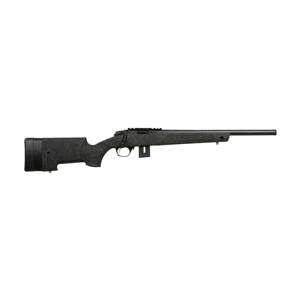 bergara rifles bmr011 bmr x 17 hmr 10+1 18" blued heavy threaded barrel, blued picatinny rail receiver, adj lop green w/black webbing synthetic stock Bergara Rifles BMR011 BMR-X 17 HMR 10+1 18" Blued Heavy Threaded Sports South item 174595