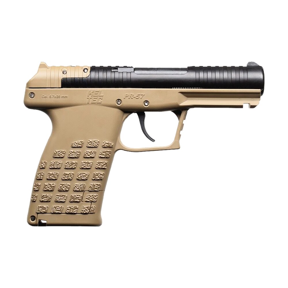 kel tec pr57tan pr57 compact frame 5.7x28mm 20+1 4" black steel barrel, tan optic ready/serrated slide, tan textured grip Kel-Tec PR57TAN PR57 Compact Frame 5.7x28mm 20+1 4" Black Steel Sports South item 174760