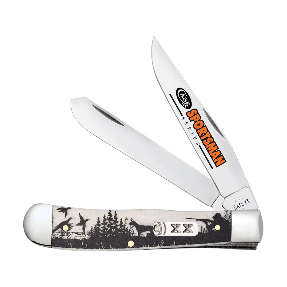 case 81224 trapper sportsman folding clip point/spey plain mirror polished tru sharp ss blade/bird dog hunter embellished natural bone handle Case 81224 Trapper Sportsman Folding Clip Point/Spey Plain Mirror Polished Tru-Sharp SS Sports South item 174884