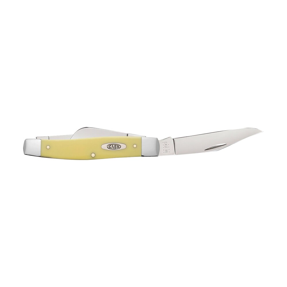 case 00203 stockman large folding clip point/spey plain tumble polish carbon steel blade/smooth yellow synthetic handle Case 00203 Stockman Large Folding Clip Point/Spey Plain Tumble Polish Carbon Steel Blade/Smooth Sports South item 174886