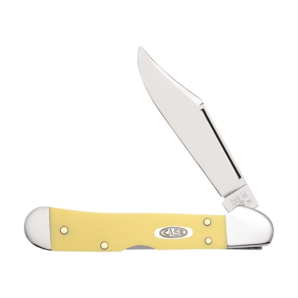 case 30116 copperlock mini 2.72" folding clip point plain mirror polished carbon steel blade, yellow synthetic handle Case 30116 CopperLock Mini 2.72" Folding Clip Point Plain Mirror Polished Carbon Steel Blade, Sports South item 174888