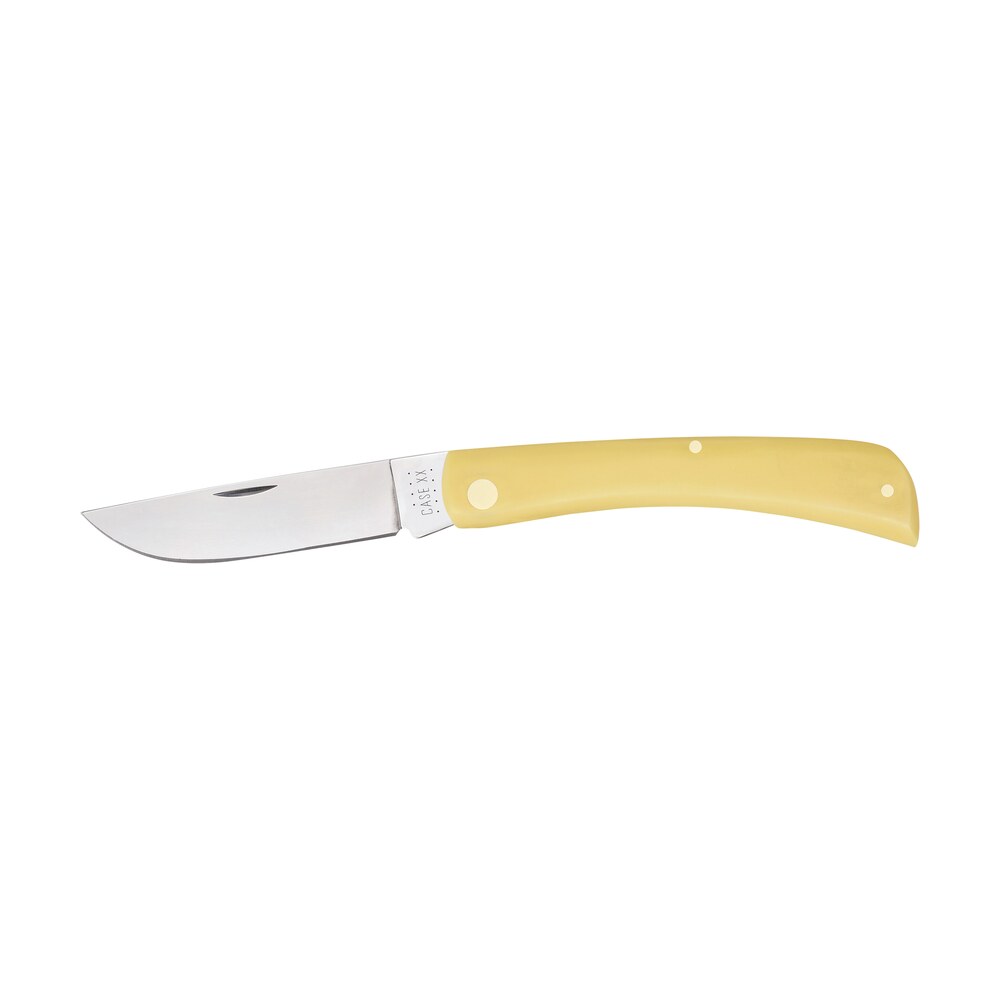 case 00038 sod buster folding skinner plain tumble polish carbon steel blade/smooth yellow synthetic handle Case 00038 Sod Buster Folding Skinner Plain Tumble Polish Carbon Steel Blade/Smooth Yellow Sports South item 174889