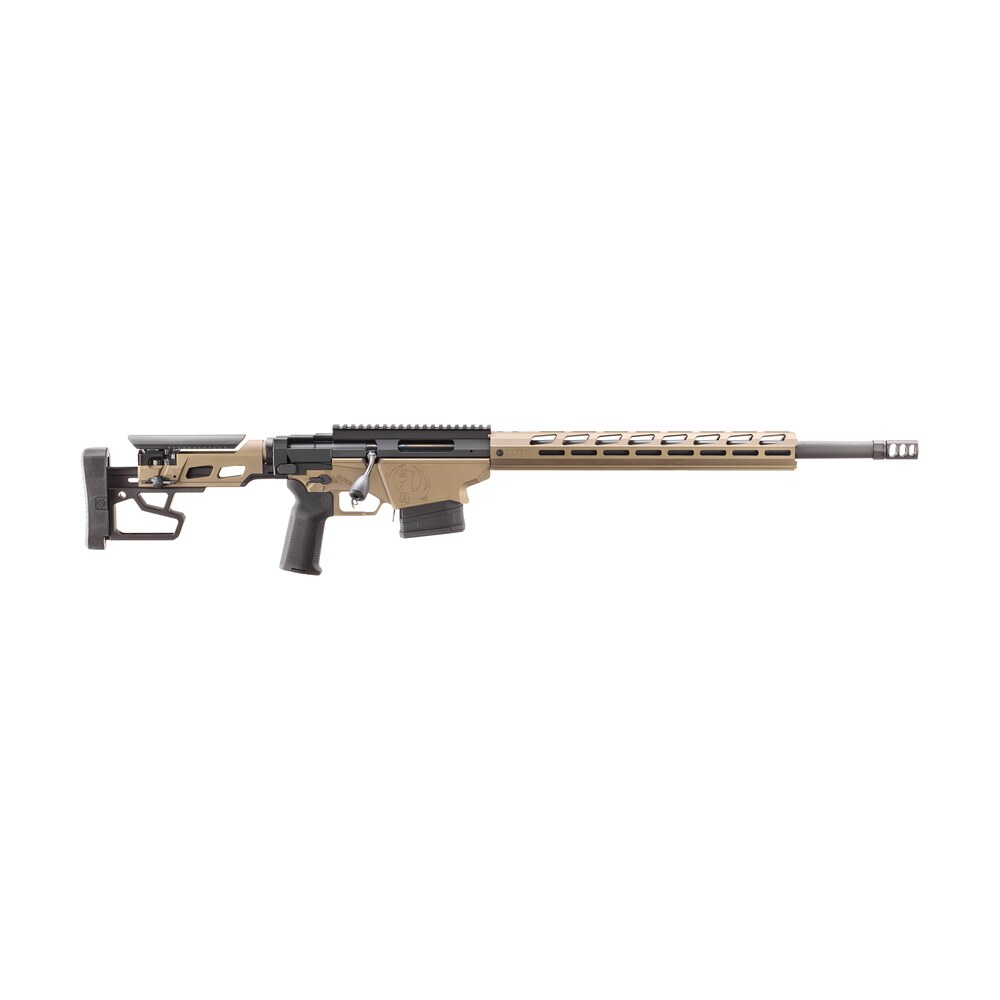 ruger 18104 precision 308 win 10+1 20" black threaded barrel, smoked bronze cerakote picatinny rail steel receiver, m lok handguard, adj folding black stock, magpul k2 xl grip Ruger 18104 Precision 308 Win 10+1 20" Black Threaded Sports South item 174969