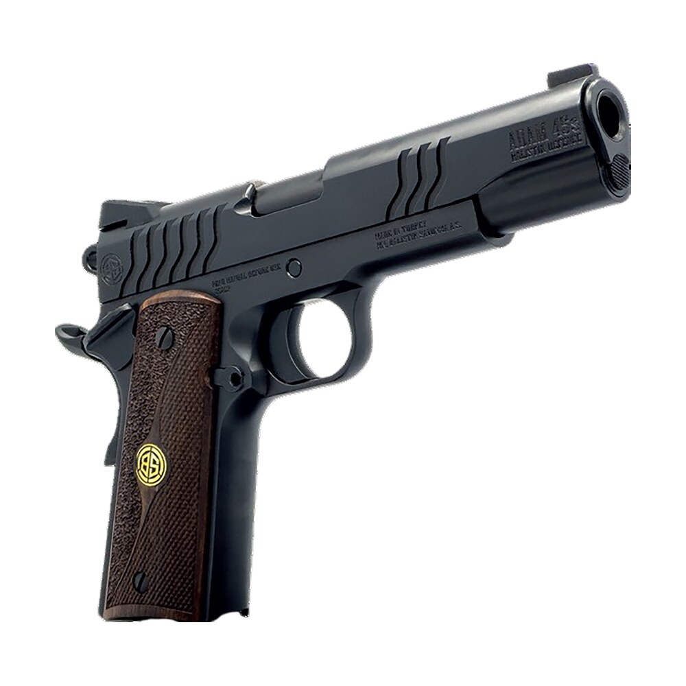 dickinson llc dcksn45bs 1911 adam 45 acp 8+1 5" black steel barrel, shiny black serrated aluminum slide & steel frame, wood grip Dickinson LLC DCKSN45BS 1911 Adam 45 ACP 8+1 5" Black Steel Sports South item 175090