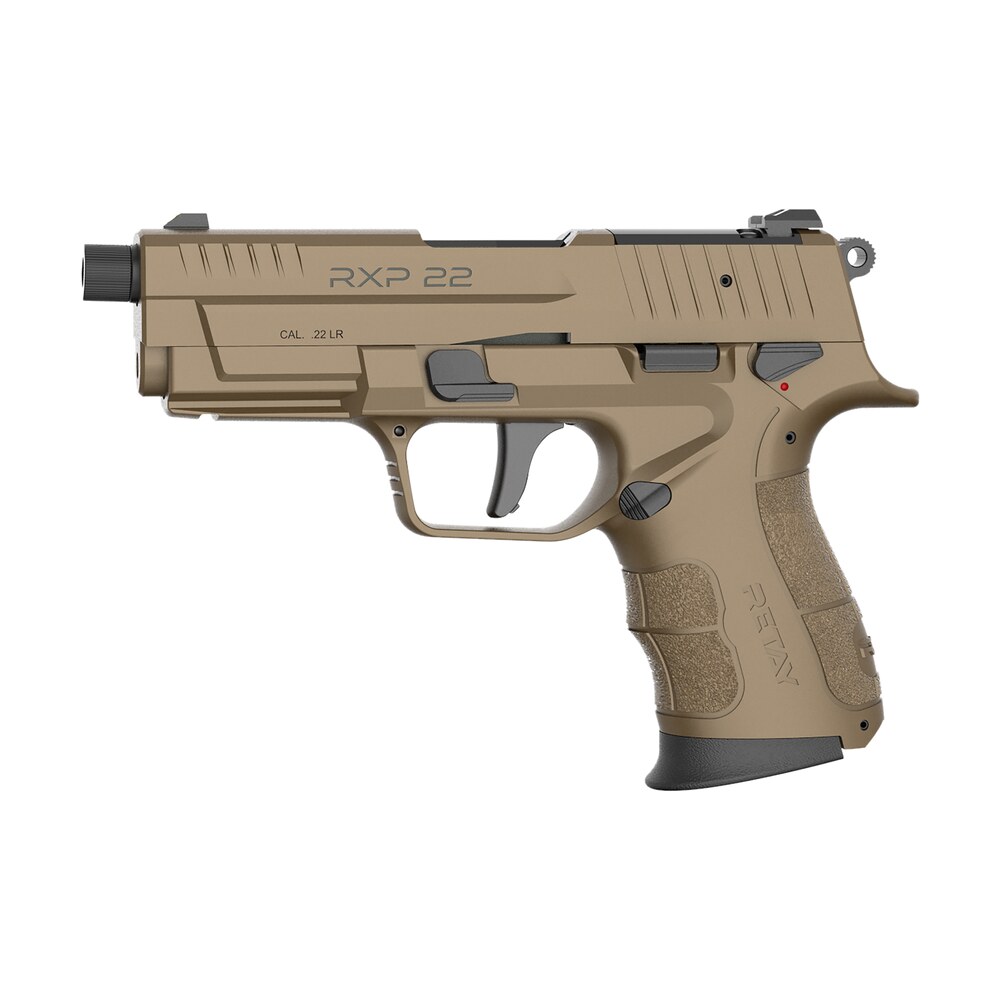 retay usa rxp22fde10th rxp 22 lr 10+1 4" black threaded barrel, flat dark earth cerakote rmr/rmsc optic ready/serrated slide, flat dark earth cerakote polymer frame w/accessory rail, textured grip Retay USA RXP22FDE10TH RXP 22 LR 10+1 4" Black Threaded Sports South item 175515