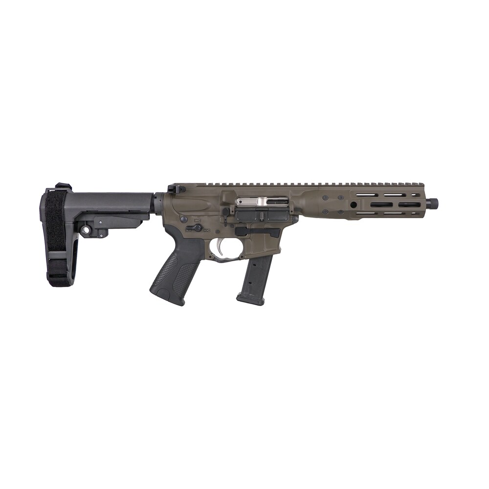 lwrc icp9pbc8sba3 ic 9 9mm luger 8.50" 33+1 black nitride threaded barrel, patriot brown anodized aluminum picatinny rail receiver, sb tactical sba3 brace, lwrc ultra combat grip, ambidextrous LWRC ICP9PBC8SBA3 IC-9 9mm Luger 8.50" 33+1 Black Nitride Threaded Sports South item 175804